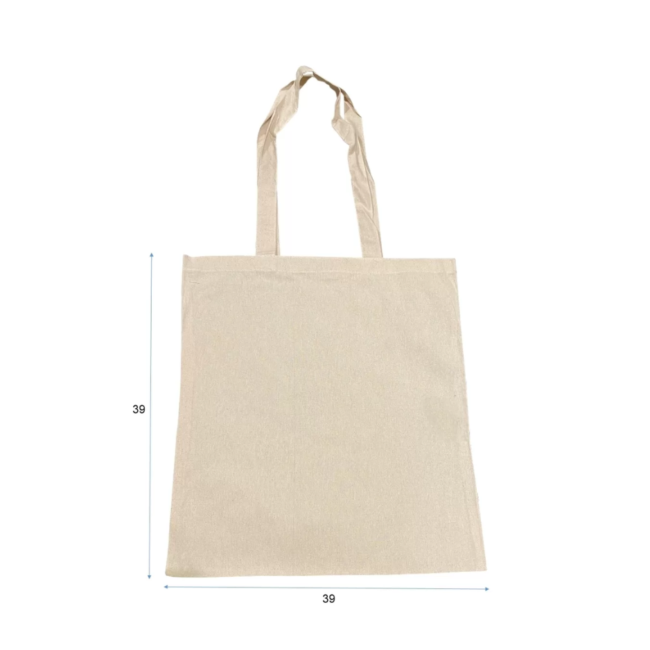 Medidas de la bolsa de algodón crudo: 39 x 39 cm