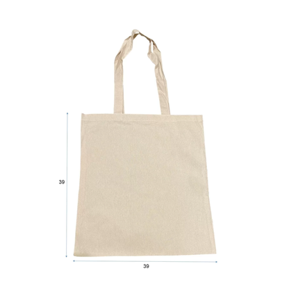 Medidas de la bolsa de algodón crudo: 39 x 39 cm