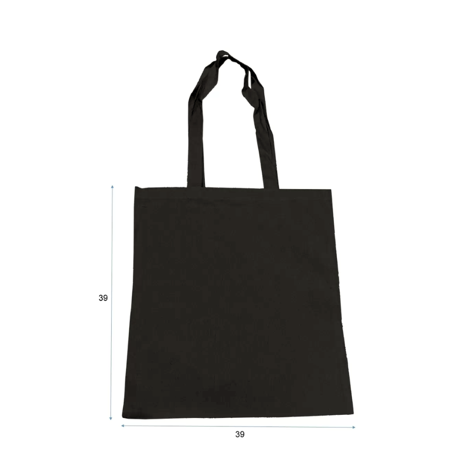 Medidas de la bolsa de algodón negra: 39 x 39 cm