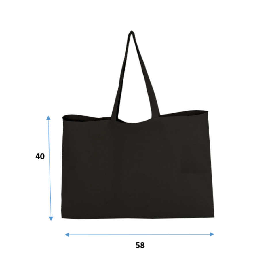 Medidas de la bolsa de algodón con fuelle 10 cm: 58 x 40 cm