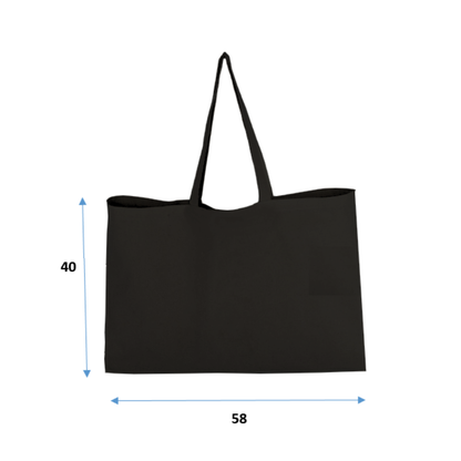 Medidas de la bolsa de algodón con fuelle 10 cm: 58 x 40 cm