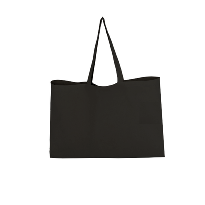 Bolsa de algodón negra 58x40 cm con fuelle de 10 cm de fondo