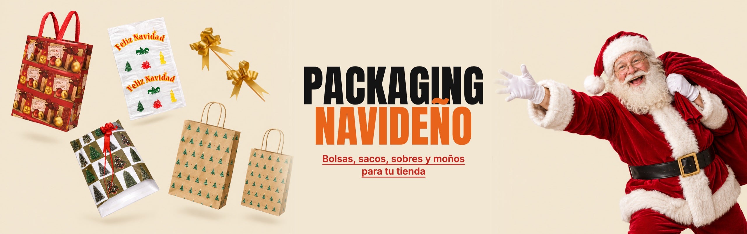 Packaging navideño Homs: bolsas, sacos, sobres y moños para tu tienda