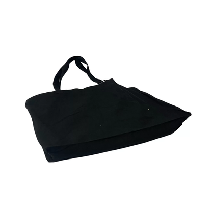 Bolsa de algodón negra con fuelle de 10 cm vista de lado