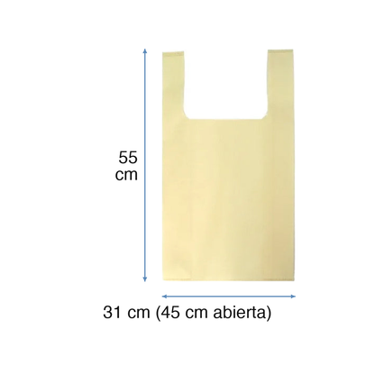 Bolsa TNT camiseta crudo 45x55 cm, con medidas