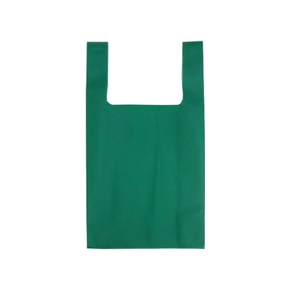Bolsa TNT camiseta verde, tela no tejida, asas tipo camiseta
