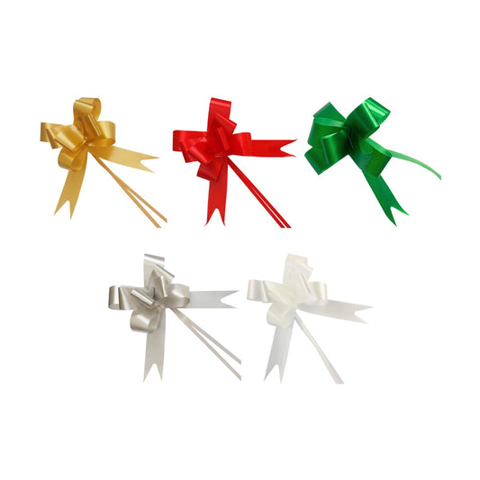 Cinta de regalo (moños) en 5 colores: dorada, roja, verde, plata y blanca