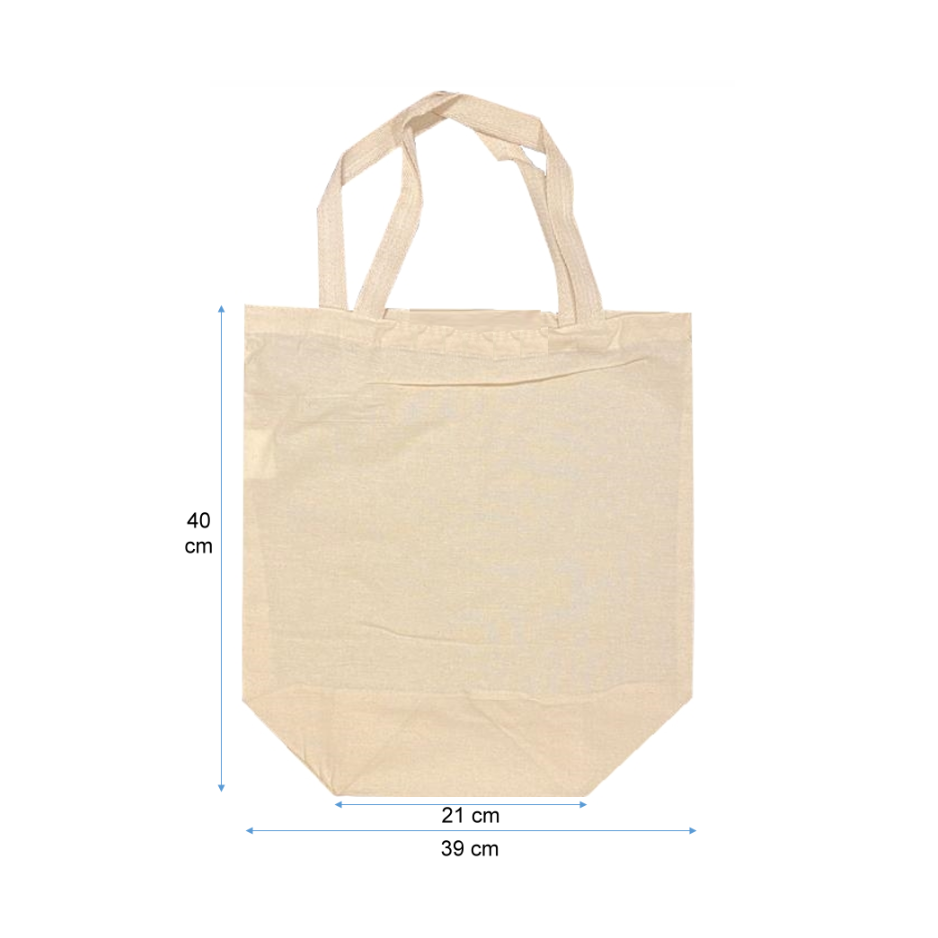 Medidas de la bolsa de algodón con fuelle 18 cm: 39 x 40 cm, base 21 cm
